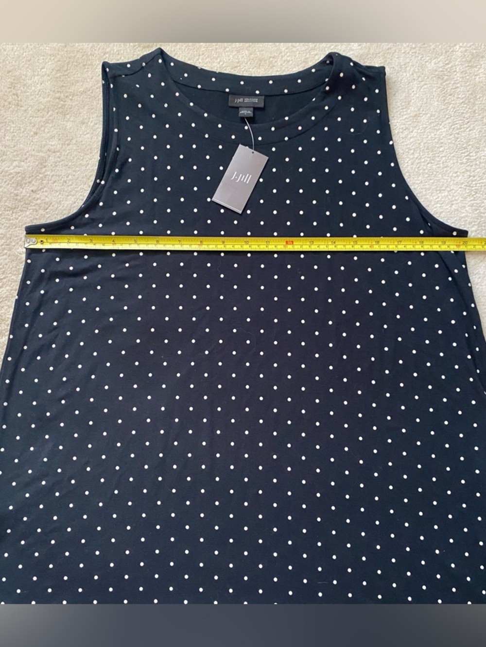J Jill Wearever Black Polka Dot Sleeveless Rayon Knit Tunic Top Large NEW - Picture 4 of 6